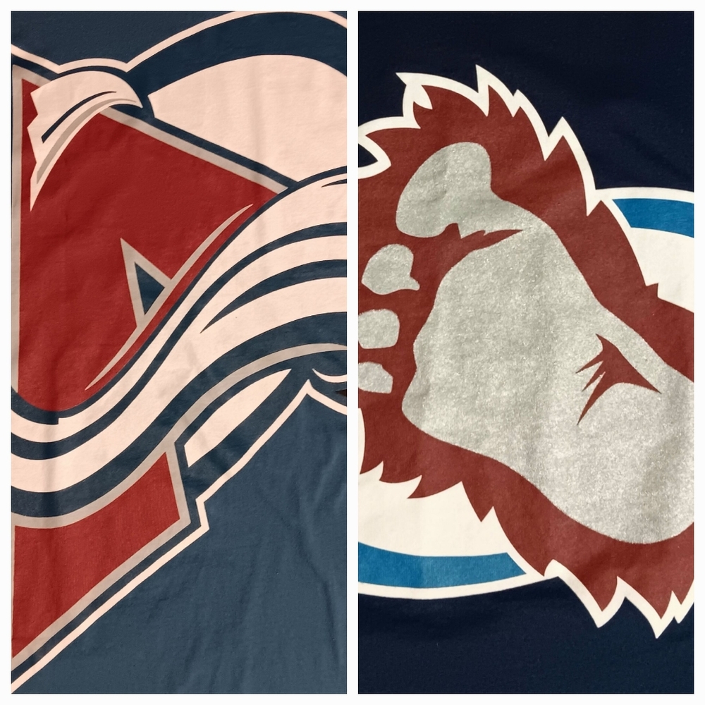 Colorado Avalanche Oversize Logo Big Foot 2 t shirt lot NHL Hockey